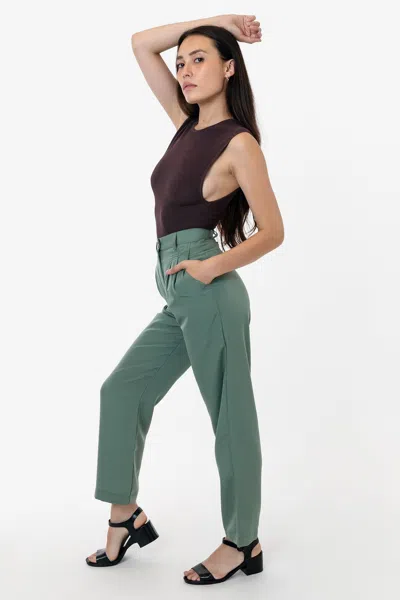 Los Angeles Apparel Rsapp350 - Poly Pleated Straight Leg Pant In Green