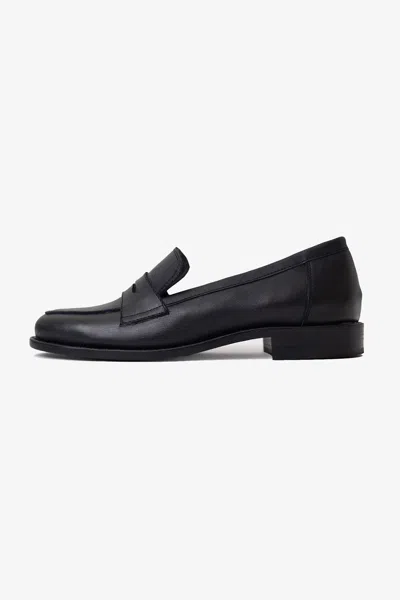 Los Angeles Apparel Rshoe05 - Leather Penny Loafer In Black