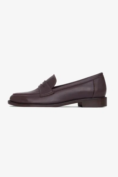 Los Angeles Apparel Rshoe05 - Leather Penny Loafer In Brown