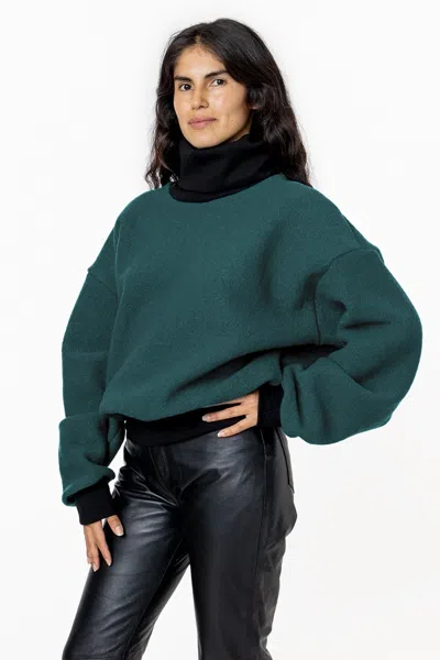 Los Angeles Apparel Rwhr313 - Turtleneck Sweater With Heavy Cotton Rib In Green