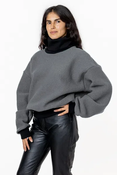 Los Angeles Apparel Rwhr313 - Turtleneck Sweater With Heavy Cotton Rib In Gray