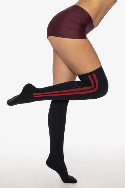 Los Angeles Apparel Scrstrsock - Classic Soccer Stripe Over The Knee Sock In Black