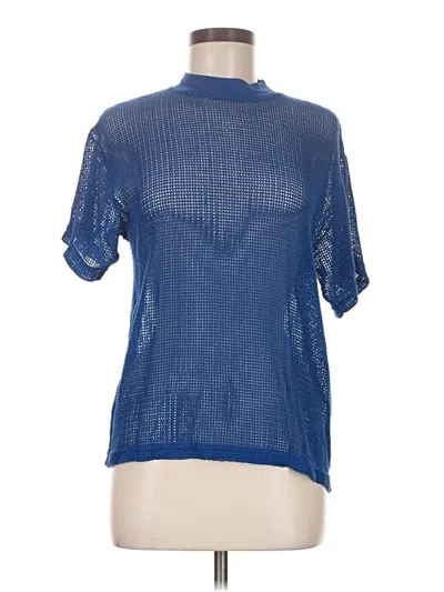 Pre-owned Los Angeles Apparel Short Sleeve Blouse In Blue