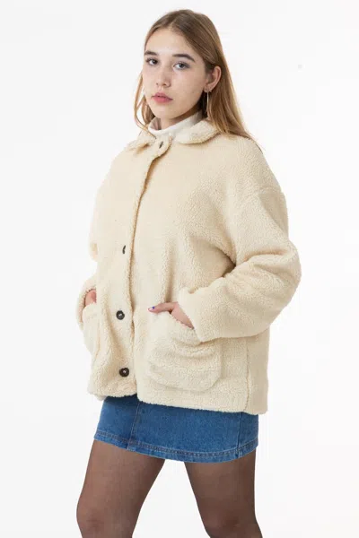 Los Angeles Apparel Shrw10 - Women's Sherpa Coat In Neutral