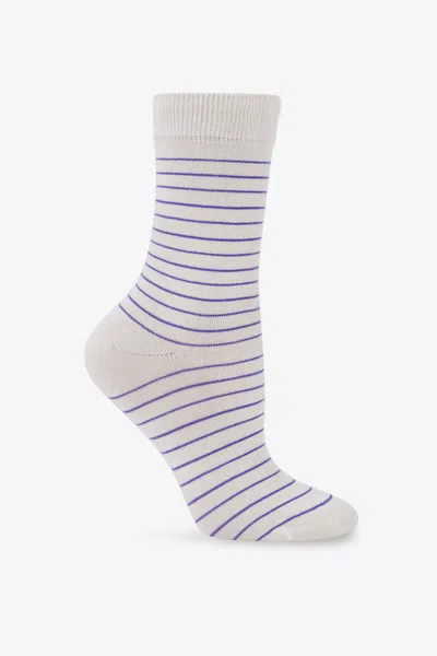 Los Angeles Apparel Sock-str01 - Stripe Summer Sock In Natural/purple Stripe01