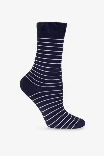 Los Angeles Apparel Sock-str01 - Stripe Summer Sock In Navy/white Stripe01