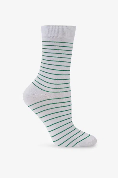 Los Angeles Apparel Sock-str01 - Stripe Summer Sock In White/kelly Stripe01
