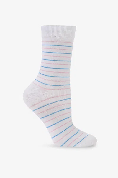 Los Angeles Apparel Sock-str01 - Stripe Summer Sock In White/pink/sky Blue Stripe01