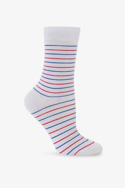 Los Angeles Apparel Sock-str01 - Stripe Summer Sock In White/royal/red Stripe01