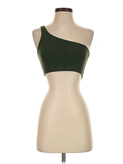 Pre-owned Los Angeles Apparel Tank Top Green One Shoulder Neckline Tops