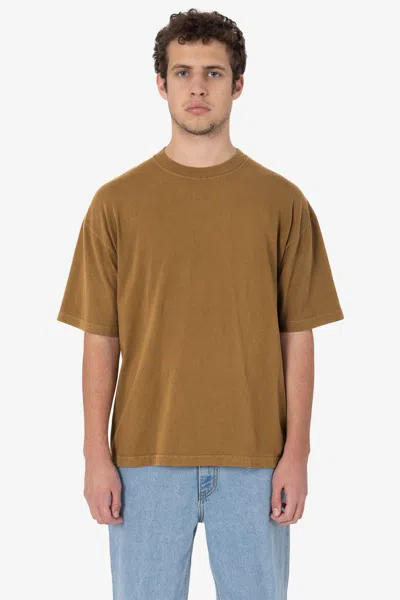 Los Angeles Apparel The 1801 - 6.5oz Garment Dye Crew Neck T-shirt In Brown