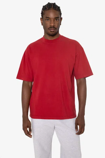 Los Angeles Apparel The 1801 - 6.5oz Garment Dye Crew Neck T-shirt In Red