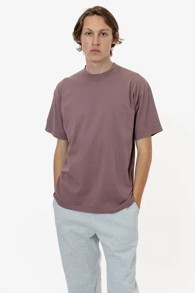 Los Angeles Apparel The 1801 - 6.5oz Garment Dye Crew Neck T-shirt In Purple