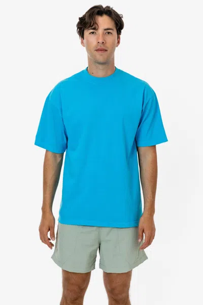 Los Angeles Apparel The 1801 - 6.5oz Garment Dye Crew Neck T-shirt In Blue