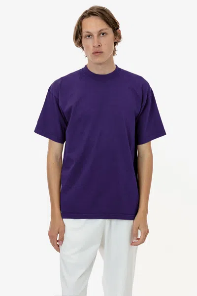 Los Angeles Apparel The 1801 - 6.5oz Garment Dye Crew Neck T-shirt In Purple