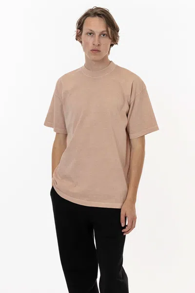 Los Angeles Apparel The 1801 - 6.5oz Garment Dye Crew Neck T-shirt In Brown