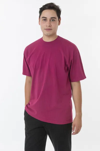 Los Angeles Apparel The 1801 - 6.5oz Garment Dye Crew Neck T-shirt In Pink