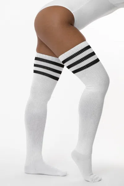 Los Angeles Apparel Thighhigh - Thigh High Sock In White/black Str