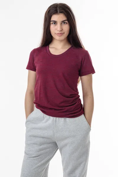 Los Angeles Apparel Tr3001 - Short Sleeve Tri-blend T-shirt In Burgundy