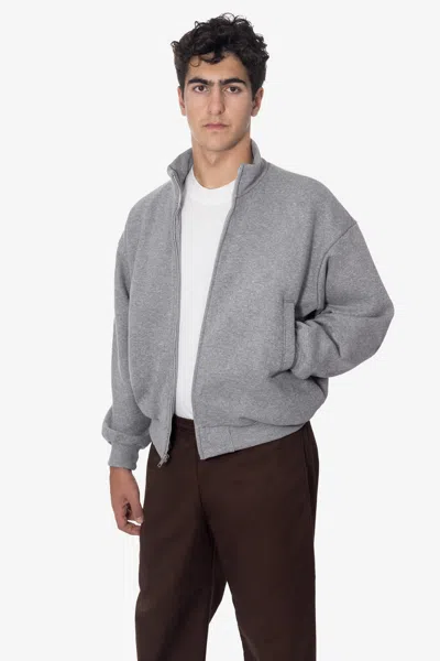 Los Angeles Apparel Trf455 - Track Fleece Zip-up Jacket In Gray