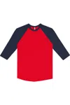 Los Angeles Apparel Usa-made Three Quarter Sleeve Raglan Baseball T-shirt In Multi
