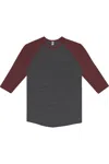 Los Angeles Apparel Usa-made Three Quarter Sleeve Raglan Baseball T-shirt In Multi