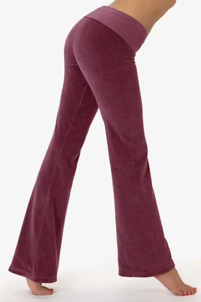 Los Angeles Apparel Vlr300gd - Velour Garment Dye Yoga Legging In Burgundy