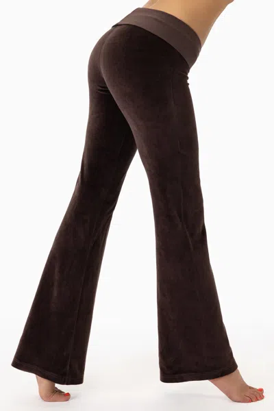 Los Angeles Apparel Vlr300gd - Velour Garment Dye Yoga Legging In Burgundy