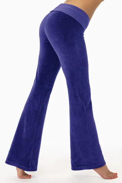 Los Angeles Apparel Vlr300gd - Velour Garment Dye Yoga Legging In Blue