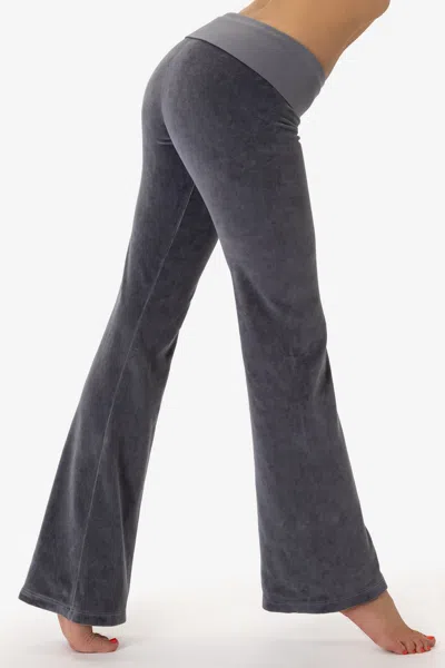 Los Angeles Apparel Vlr300gd - Velour Garment Dye Yoga Legging In Gray