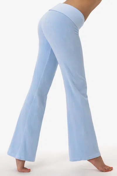 Los Angeles Apparel Vlr300gd - Velour Garment Dye Yoga Legging In Blue