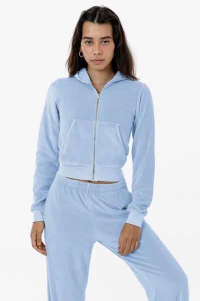 Los Angeles Apparel Vlr310gd - Garment Dye Velour Mid-length Zip-up Hoodie In Multi