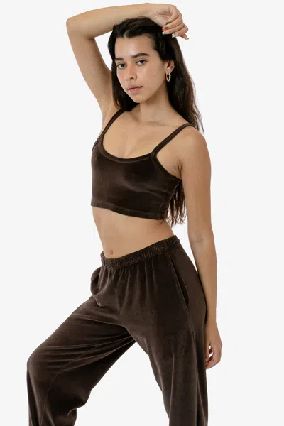 Los Angeles Apparel Vlr316gd - Garment Dye Velour Spaghetti Crop Tank In Multi