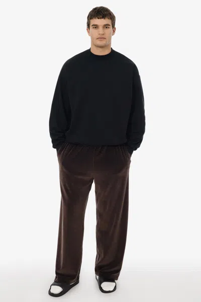 Los Angeles Apparel Vlr445gd - Garment Dye Velour Open Bottom Sweatpants In Black Edge