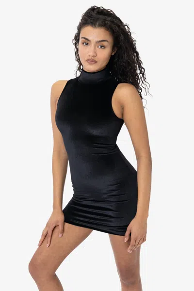 Los Angeles Apparel Vvt3673 - Velvet Sleeveless Turtleneck Mini Dress In Multi