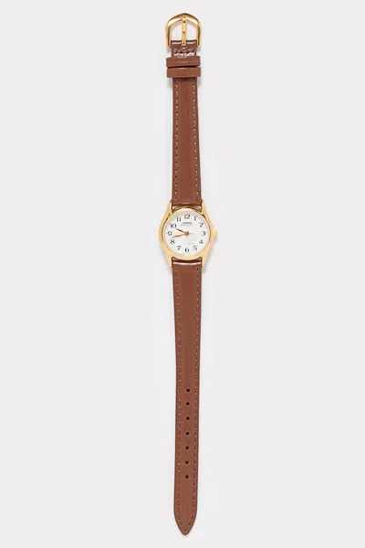 Los Angeles Apparel Wchadbcat - Casio Women's Siberian Cat Leather Watch In Tan