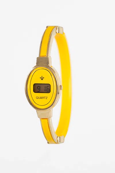 Los Angeles Apparel Wchrbang - Bangle Bracelet Watch In Yellow