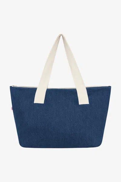 Los Angeles Apparel Wd06 - Denim Carry All Zip Tote In Dark Wash