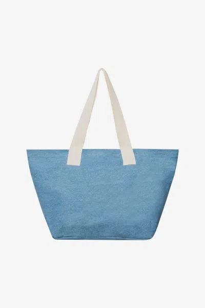 Los Angeles Apparel Wd07 - Denim Essential Tote Bag In Medium Wash