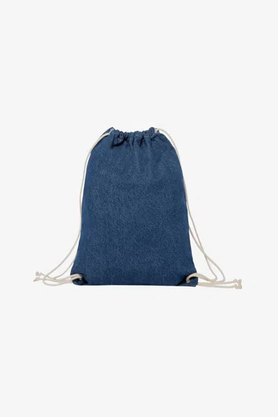 Los Angeles Apparel Wd09 - Denim Drawstring Backpack In Dark Wash