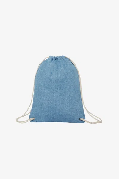 Los Angeles Apparel Wd09 - Denim Drawstring Backpack In Medium Wash