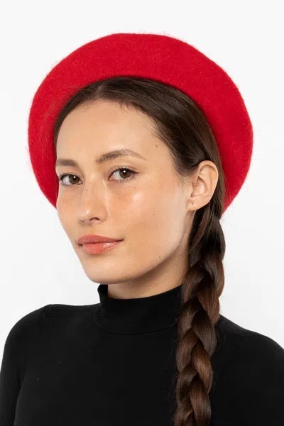 Los Angeles Apparel Wlberet - Wool Beret In Cherry