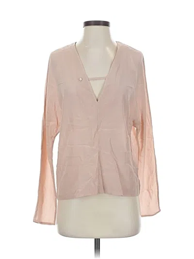 Pre-owned Los Angeles Atelier & Other Stories Long Sleeve Silk Top Pink Plunge Neckline Tops