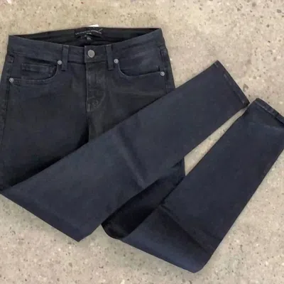 Los Angeles Denim Company Victoria Wax Coated Skinny Jean In Charcoal In Pink