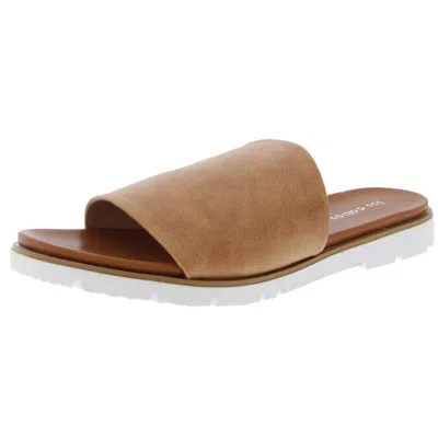 Los Cabos Bride Womens Faux Leather Slip On Strappy Sandals In Brown