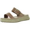 Los Cabos Womens Buckle Faux Leather Slide Sandals In Gold