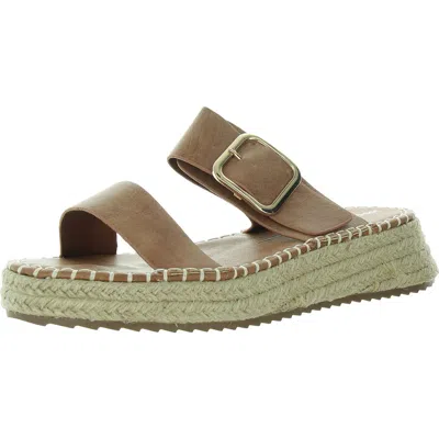 Los Cabos Womens Buckle Faux Leather Slide Sandals In Gold
