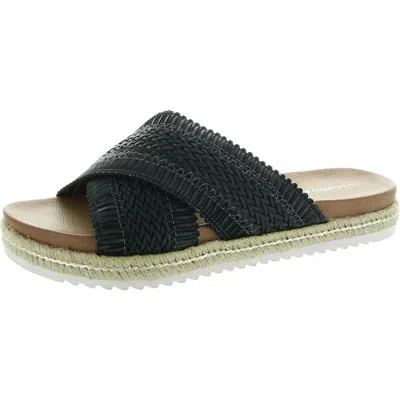 Los Cabos Womens Fringe Slide Sandals In Black