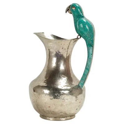 Pre-owned Los Castillos Vintage Silver Plate Pitcher With Parrot Handle In Brown