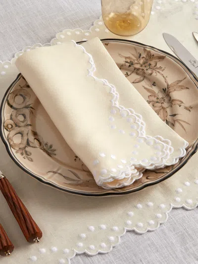 Los Encajeros Bodoques Embroidered Linen Napkins (set Of 4)